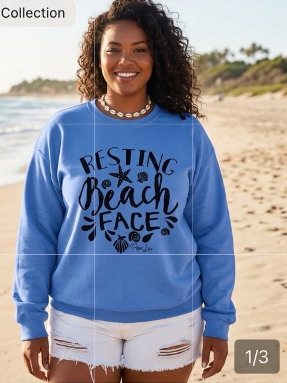 Resting Beach Face Cozy CrewNeck Sweatshirt Size 2XL
